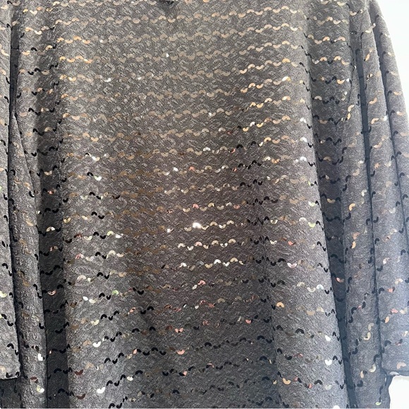 Clara Sun Woo Plus Size Black Sequin Butter Knit Dolman Sleeve Shiny Top USA 1X - Picture 5 of 5